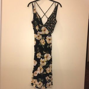 Topshop Floral Wrap Midi Dress